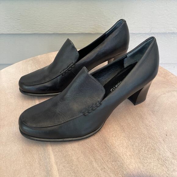Franco Sarto Nolan Slip-On Shoes Women’s Size 8 Black Leather Tailored - Picture 1 of 13